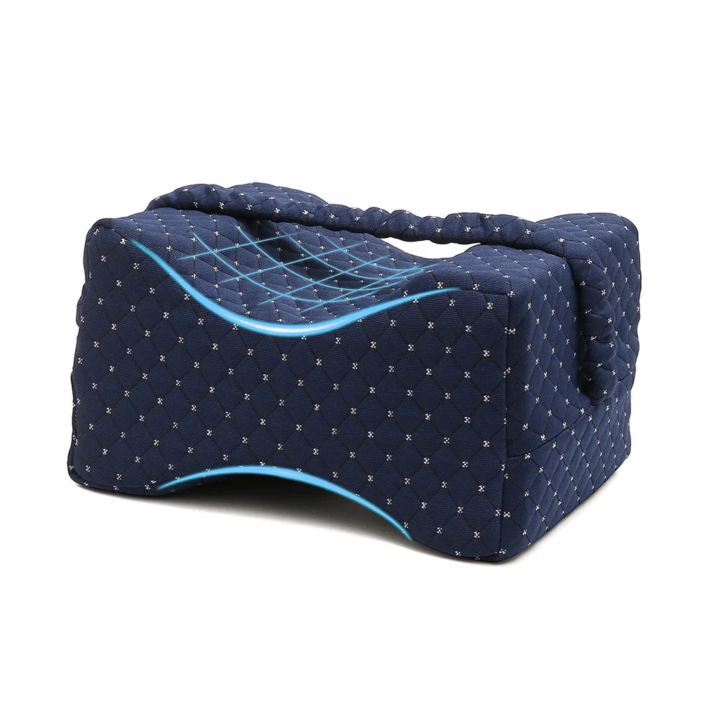 AlignRest - Ergonomic Memory Foam Knee Pillow for Side Sleepers.