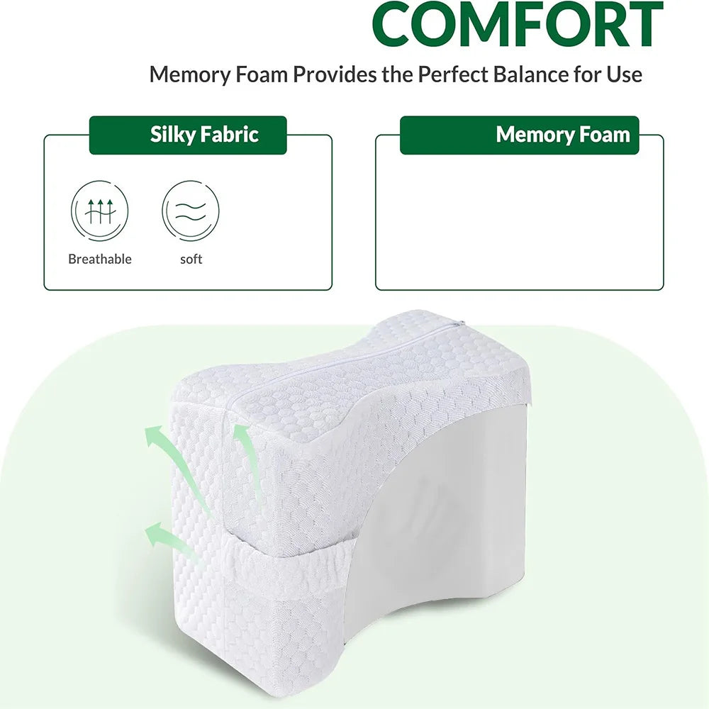 AlignRest - Ergonomic Memory Foam Knee Pillow for Side Sleepers.