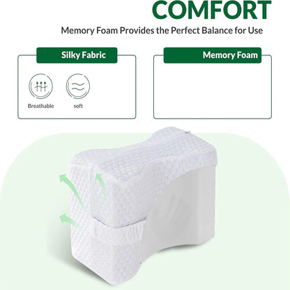 AlignRest - Ergonomic Memory Foam Knee Pillow for Side Sleepers.