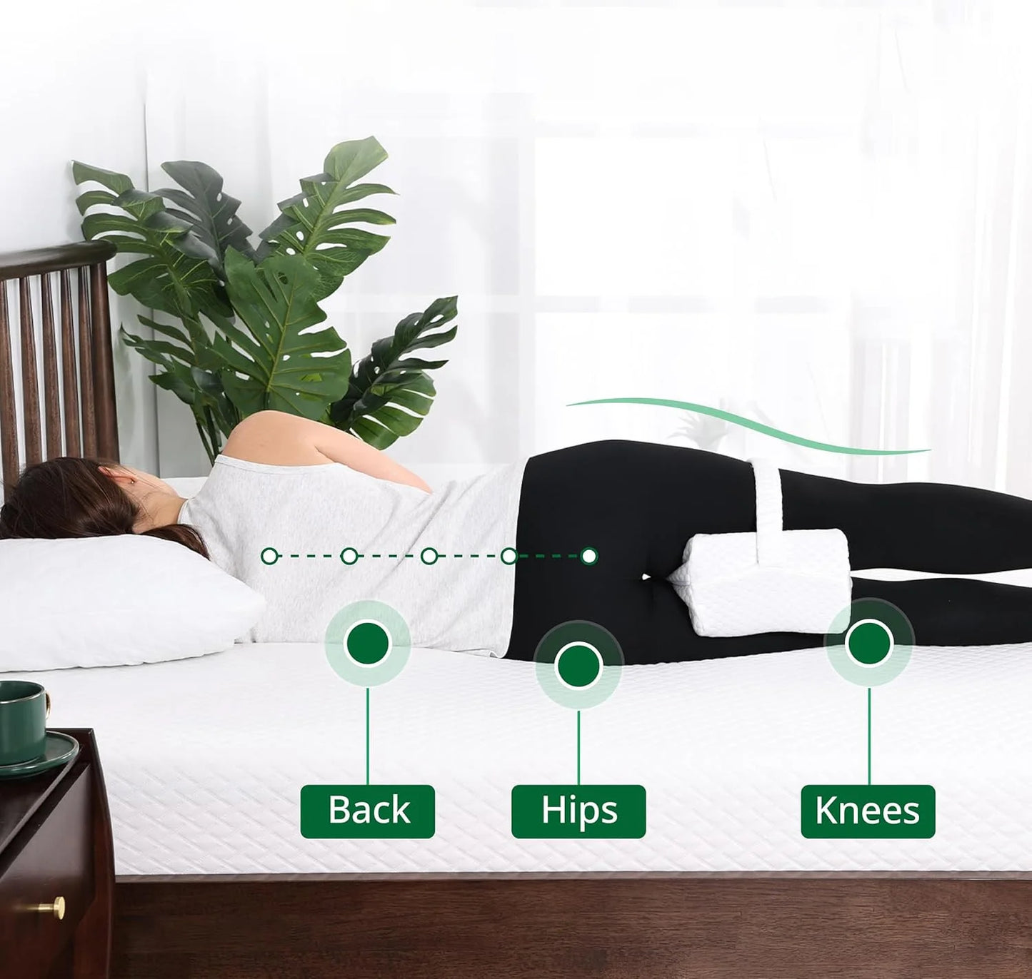 AlignRest - Ergonomic Memory Foam Knee Pillow for Side Sleepers.
