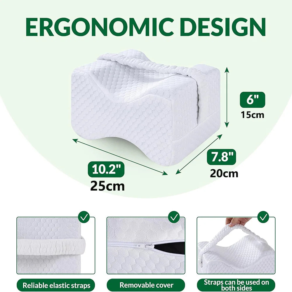 AlignRest - Ergonomic Memory Foam Knee Pillow for Side Sleepers.