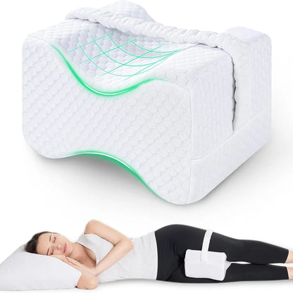AlignRest - Ergonomic Memory Foam Knee Pillow for Side Sleepers.
