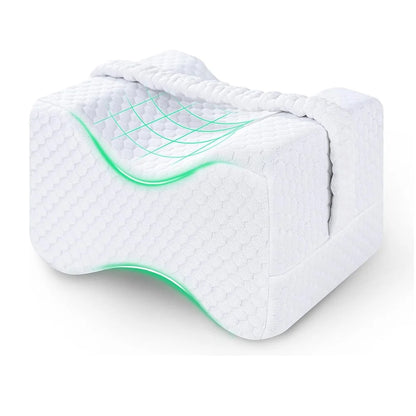 AlignRest - Ergonomic Memory Foam Knee Pillow for Side Sleepers.